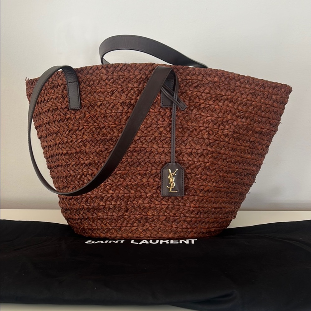 Saint Laurent Brown Woven Tote Bag